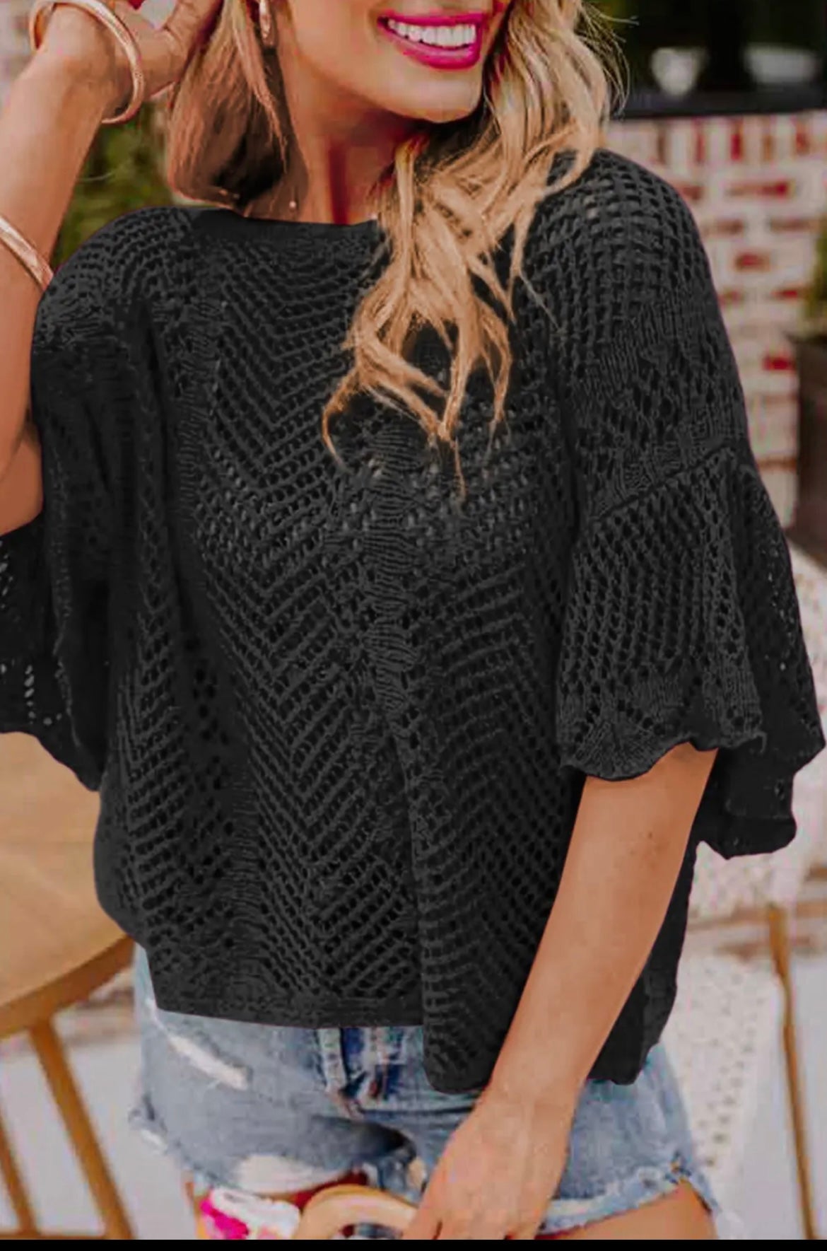 The Becky Black Knit Top